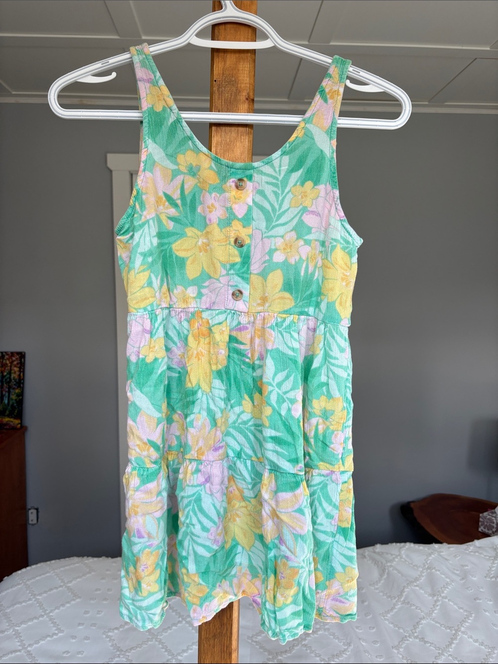 Billabong Girls' Tiered Sundress in Mint Green Floral